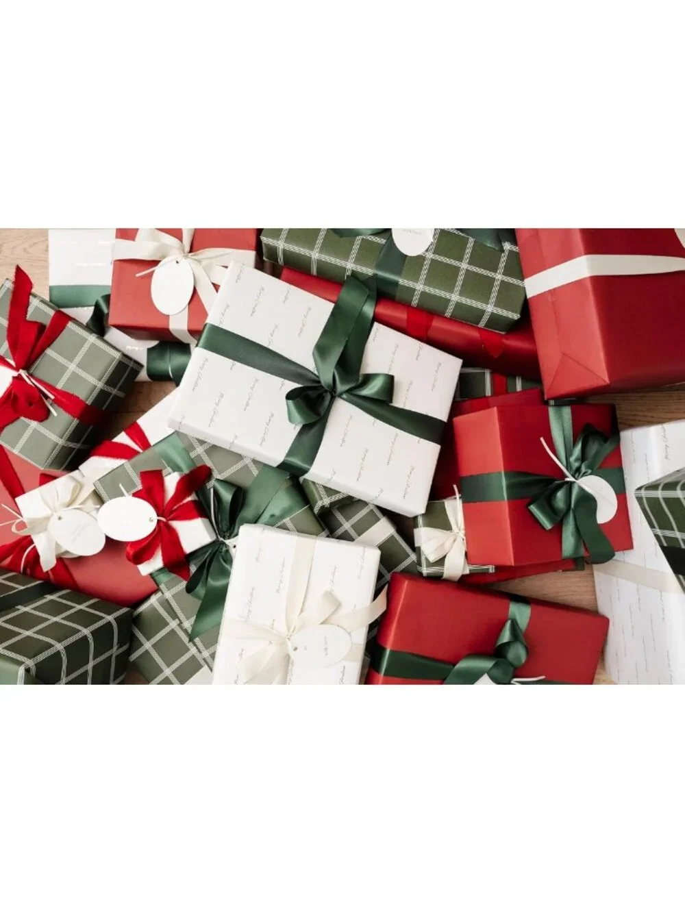 Premium Matte Christmas Wrapping Paper Roll, Gold-Foil Plaid Design, 30